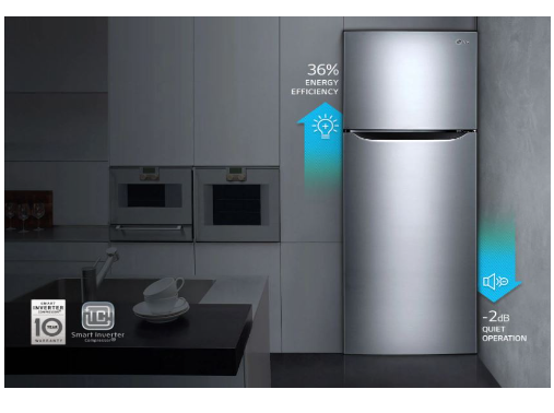 LG 260L Smart Inverter Refrigerator - Shiny Steel